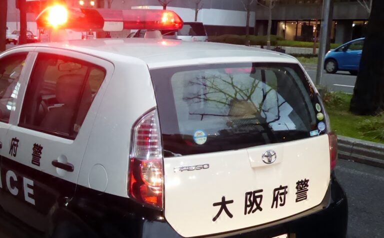 The_rearview_of_Toyota_PASSO_X_(DBA-KGC10)_used_as_Osaka_Prefectural_Police_automobile