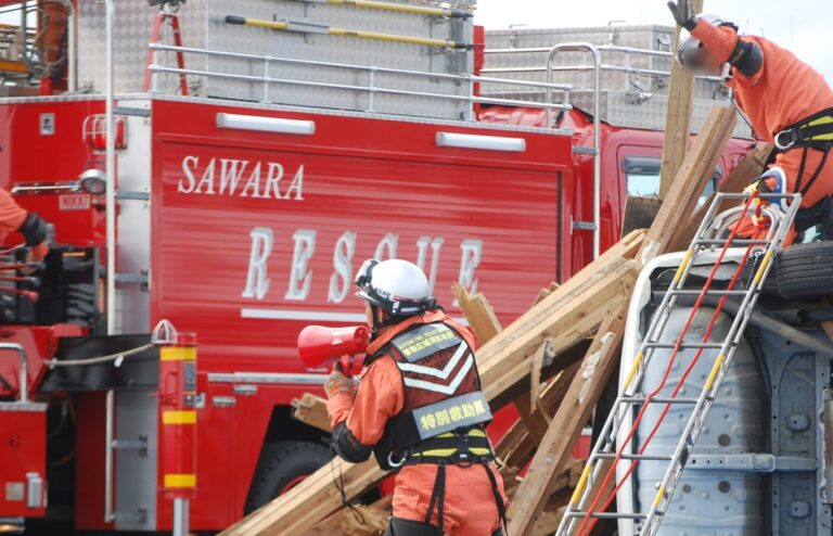 The_disaster_prevention_training_by_Sahara_fire_department,Choshi-city,Japan