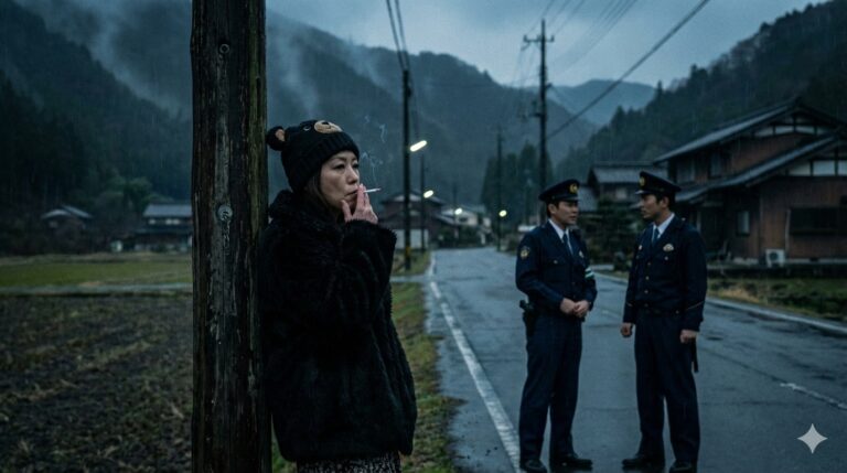 Mulher confundida comm Urso em Yamagata