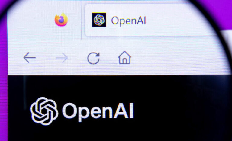 OpenAI logo with magnifying glass
