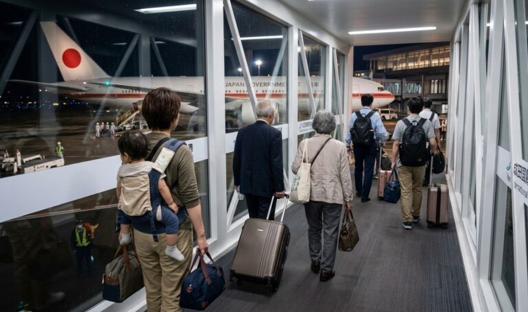 japoneses chegando ao japão
